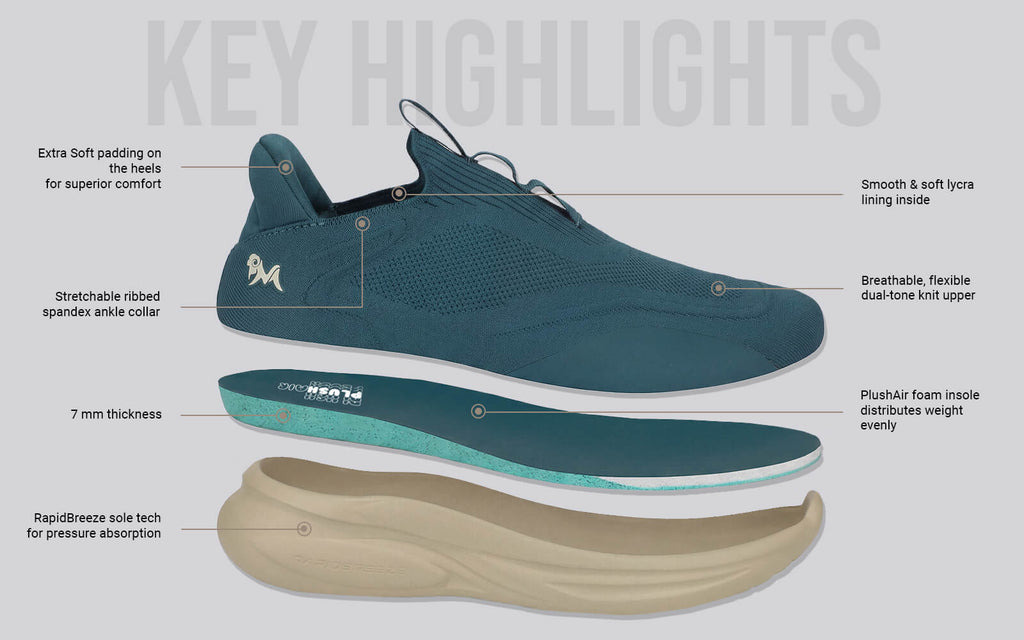 Rapid Breeze Vigor Slip Ons For Men : Teal Ecru
