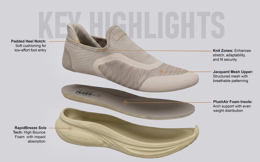 Rapid Breeze Pulsatile Slip Ons for Men : Ecru
