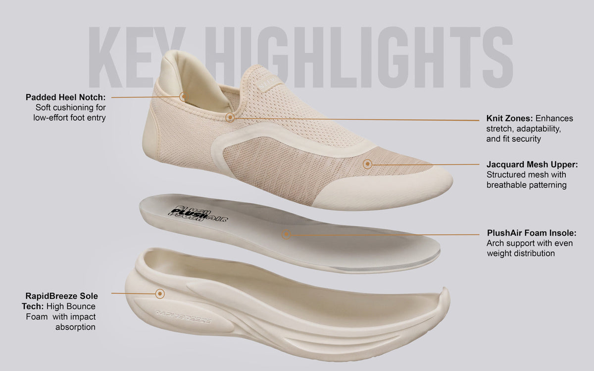 Rapid Breeze Pulsatile Slip Ons for Women : Ivory