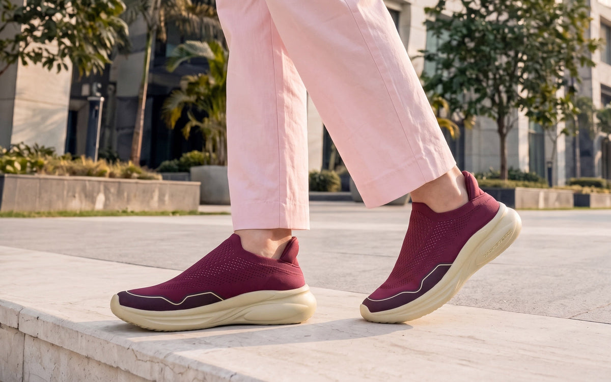 Rapid Breeze Streak Slip Ons for Women : Maroon