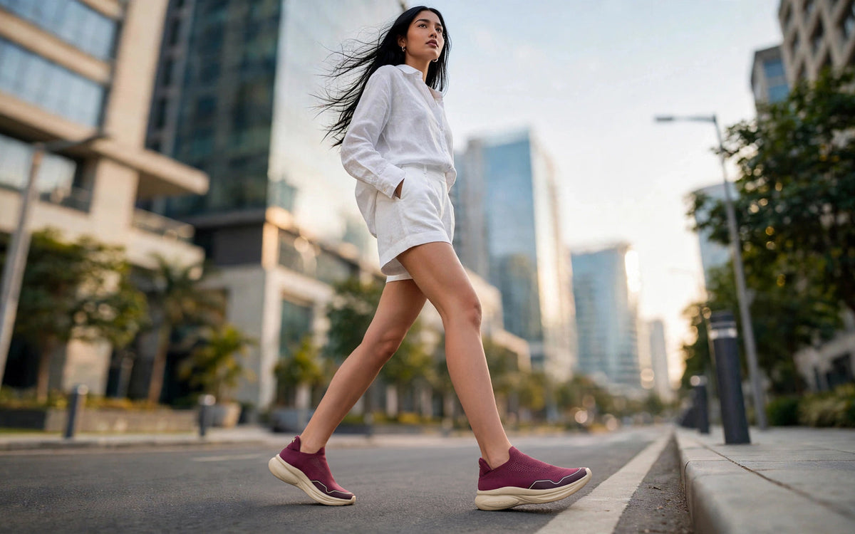 Rapid Breeze Streak Slip Ons for Women : Maroon