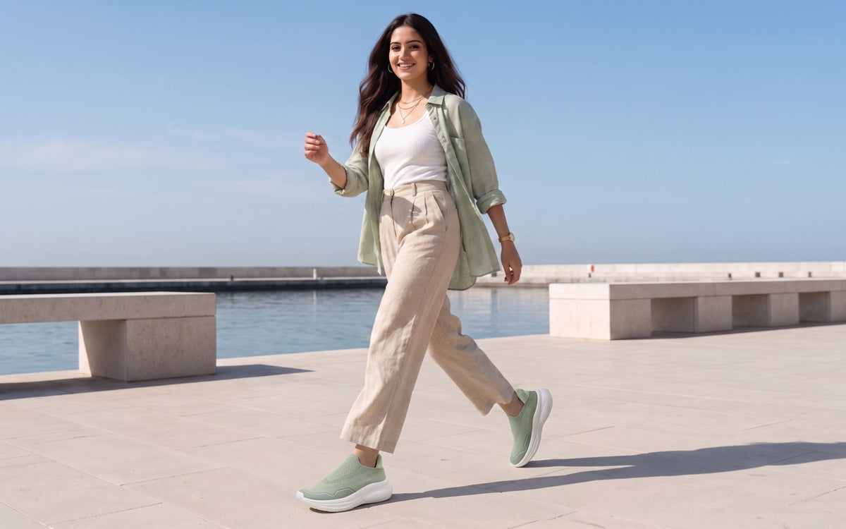 Rapid Breeze Streak Slip Ons for Women : Green