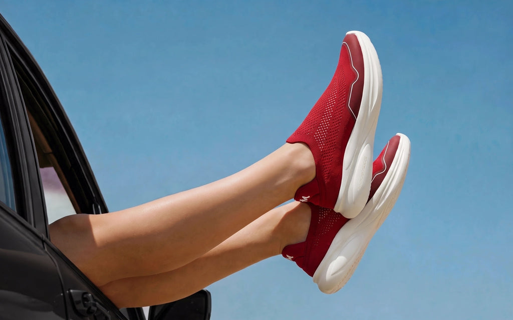 Rapid Breeze Streak Slip Ons for Women : Red