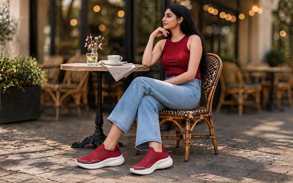 Rapid Breeze Streak Slip Ons for Women : Red