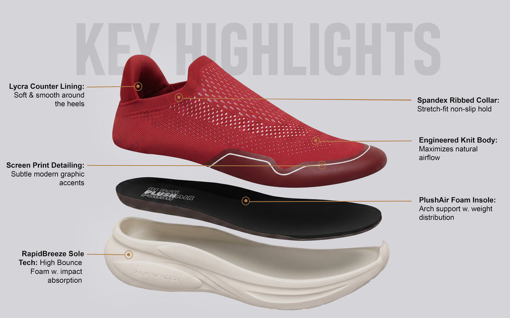 Rapid Breeze Streak Slip Ons for Women : Red